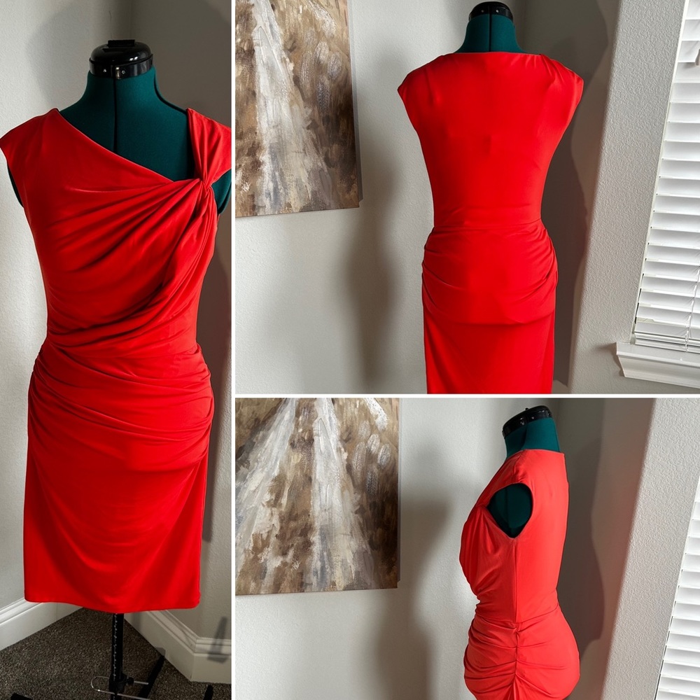 NY & Co. coral colored stretch dress